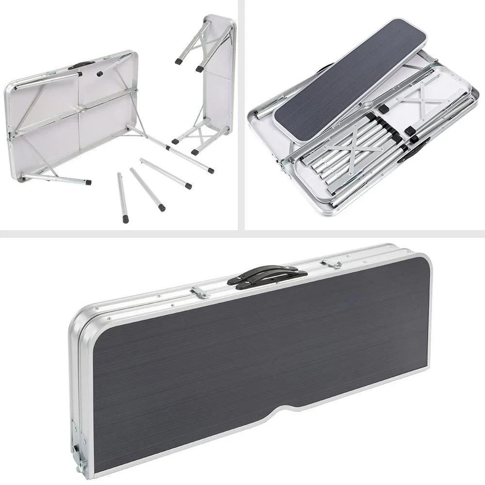 Campingbank 3 Stück grau Aluminium klappbar - 1
