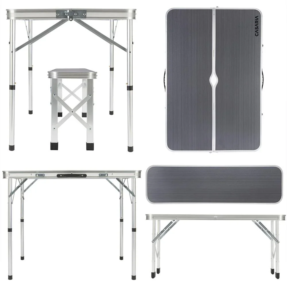 Campingbank 3 Stück grau Aluminium klappbar - 2
