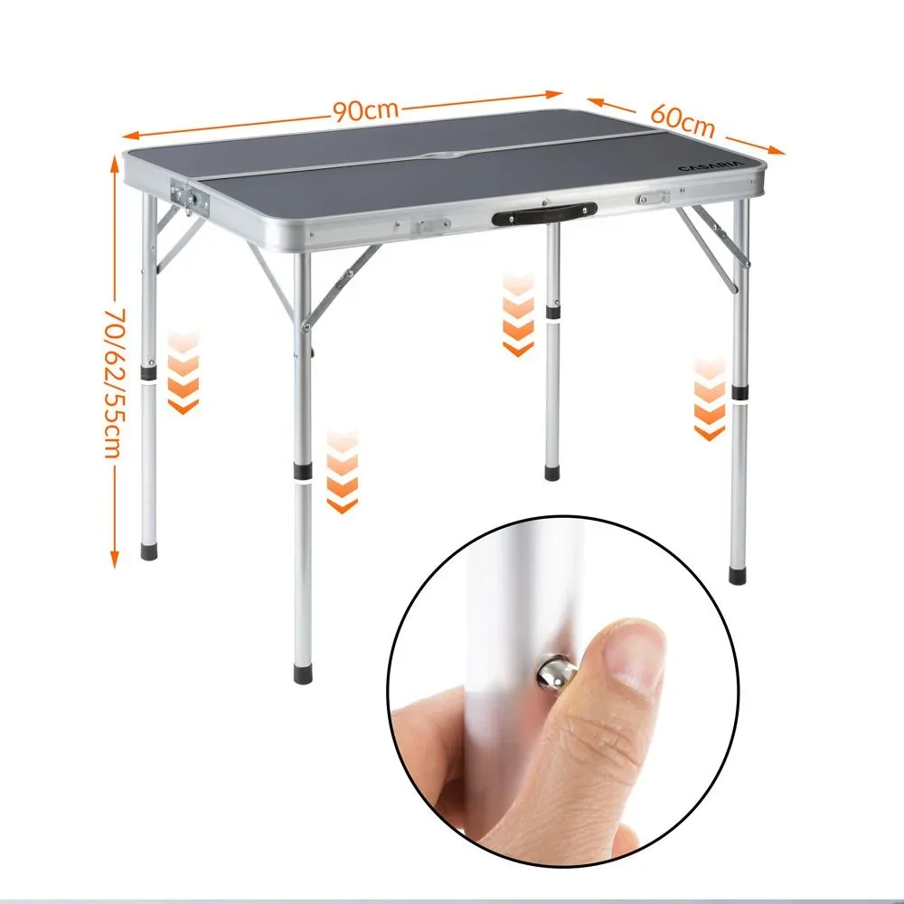 Campingbank 3 Stück grau Aluminium klappbar - 6