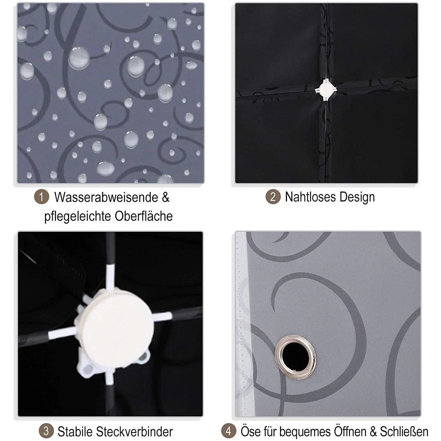 Kleiderschrank Garderobe Garderobenschrank Regalsystem mit Kleiderstange 2+6 Würfel aus PP Schwarz+Weiß 111x47x145 cm - 1