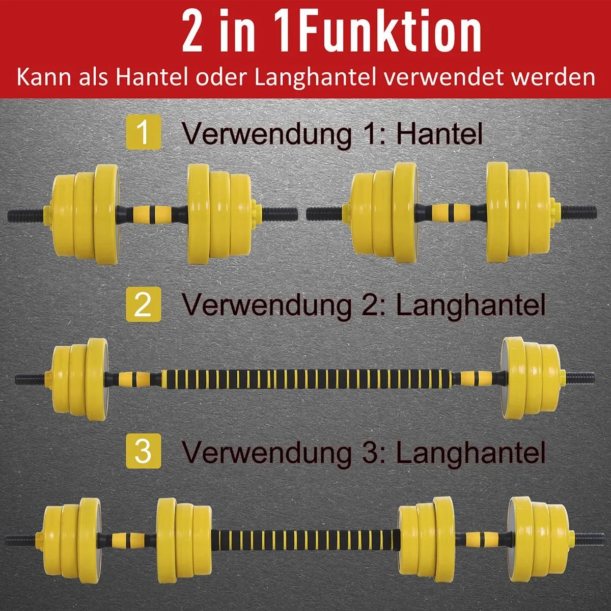 2-in-1 Hantelset gelb/schwarz - 3