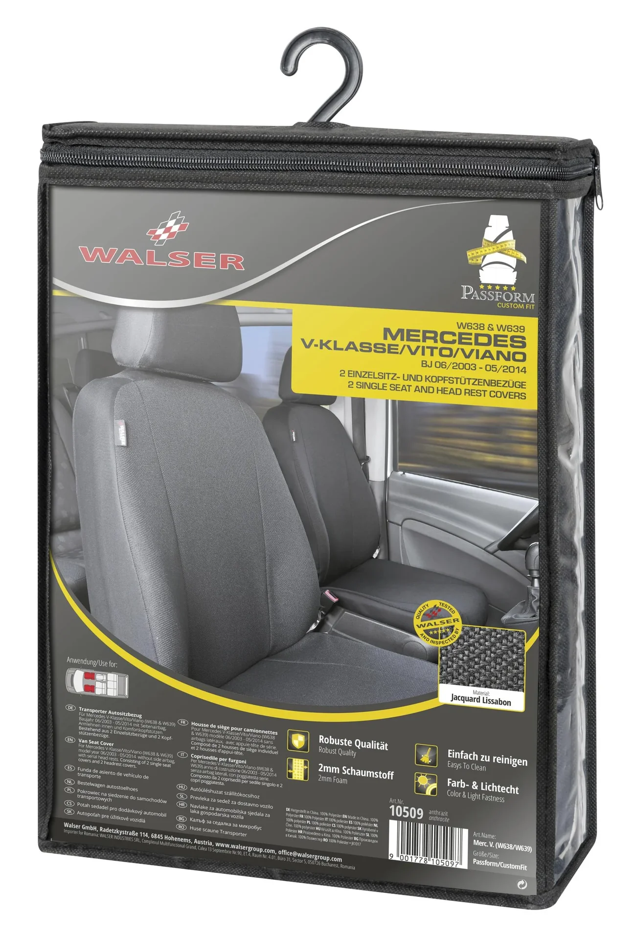 Passform Sitzbezüge für 2 Einzelsitze aus Stoff für Mercedes Vito W639 und Viano W639 ab BJ 06/2003 bis 05/2014 - 0