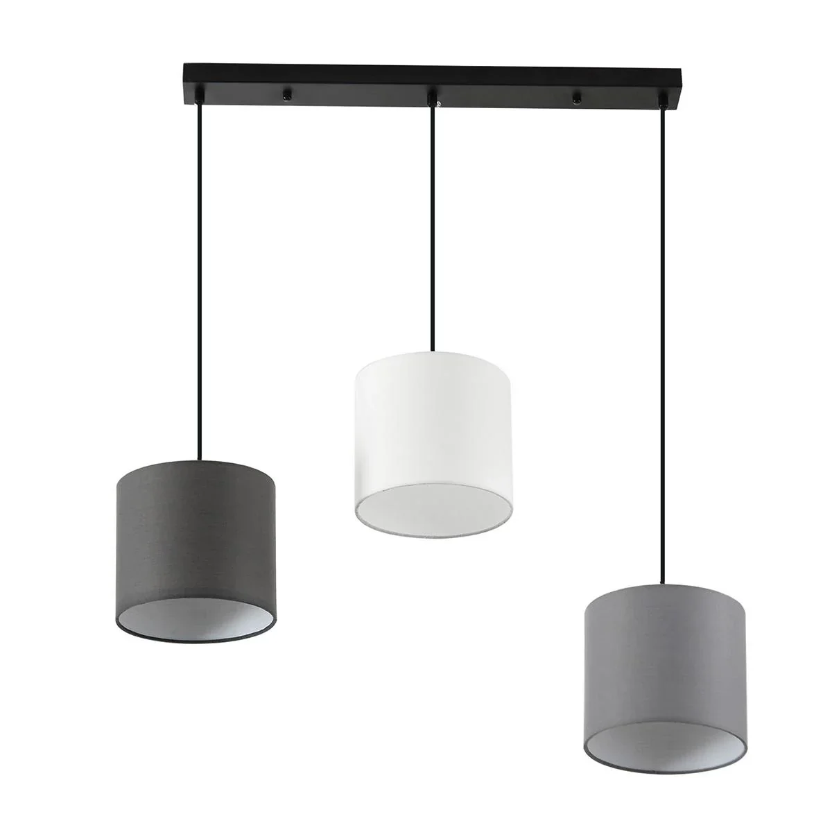 Deckenleuchte Kronleuchter mit 3 verstellbaren Hängeketten für Büro, Wohnzimmer, Esszimmer, Stahl, Polyestergewebe, Schw - 0