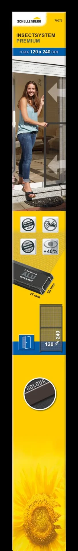 Fliegengitter-Schiebetür, Farbe anthrazit, 120 x 240 cm - 0