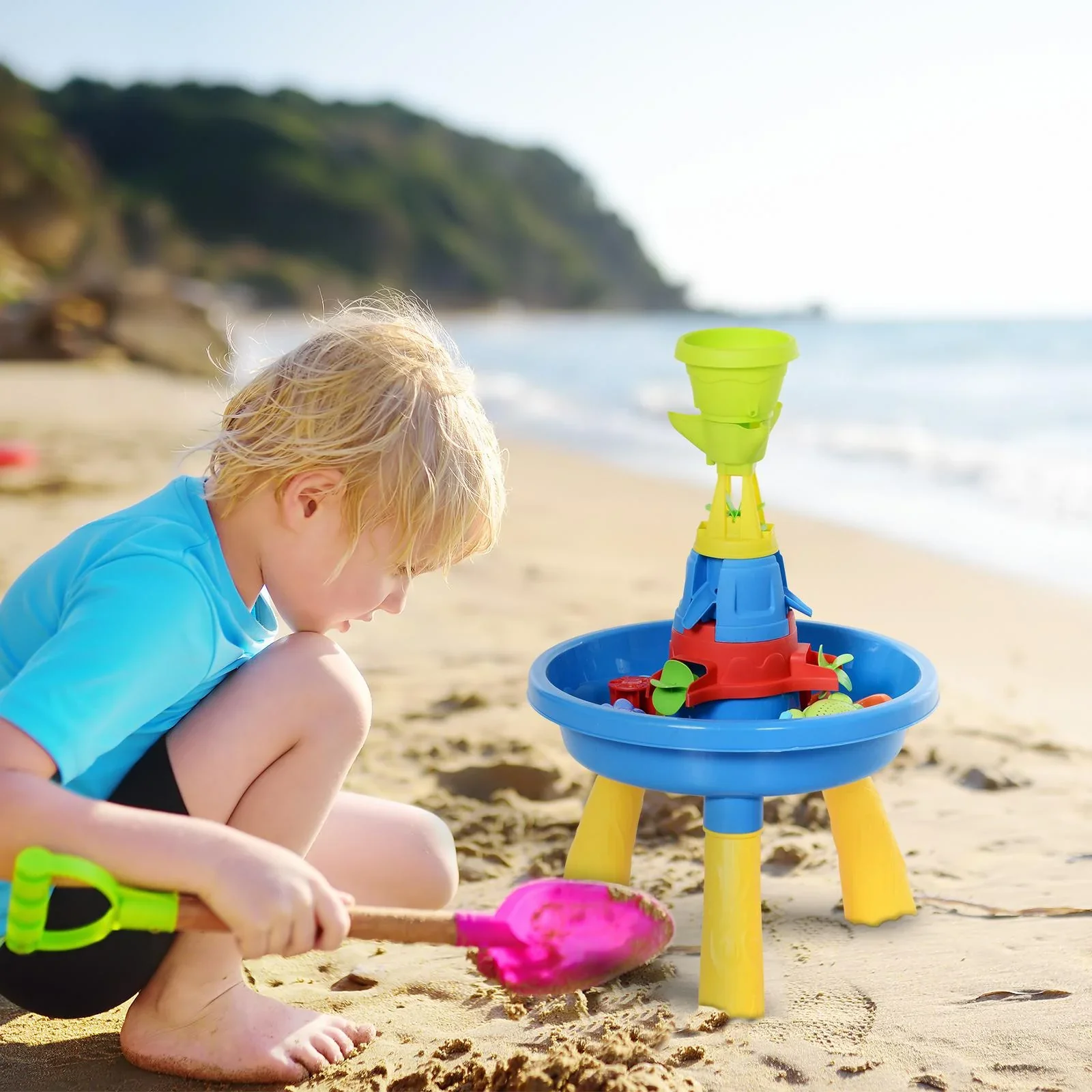 Kinder Sandkastentisch mit 21-tlg, Zubehör - 1
