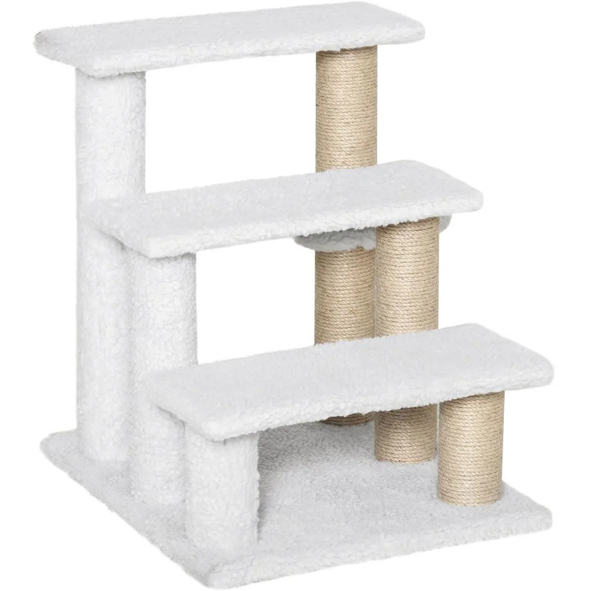 Spielplattform für Katzen - mit Kratzbaum und Spielball - Weiß - 45 x 40 x 48 cm - 1