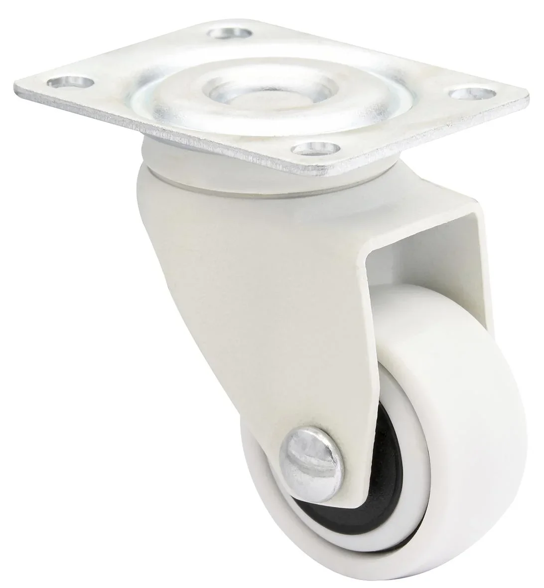 Design 3C Lenkrollen 4 teiliges Set - Ø 25 mm, soft, weiß, 2 Rollen mit & 2 ohne Feststeller, Tragkraft 12 kg / Rolle - 2