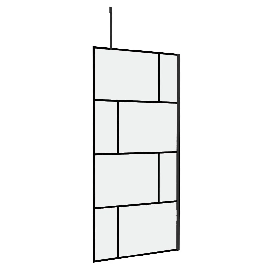 Duschwand in modernem Design 90 x 195 cm - Glasdusche mit matt schwarzen Wandprofil - inklusive Deckenhalterung - 0