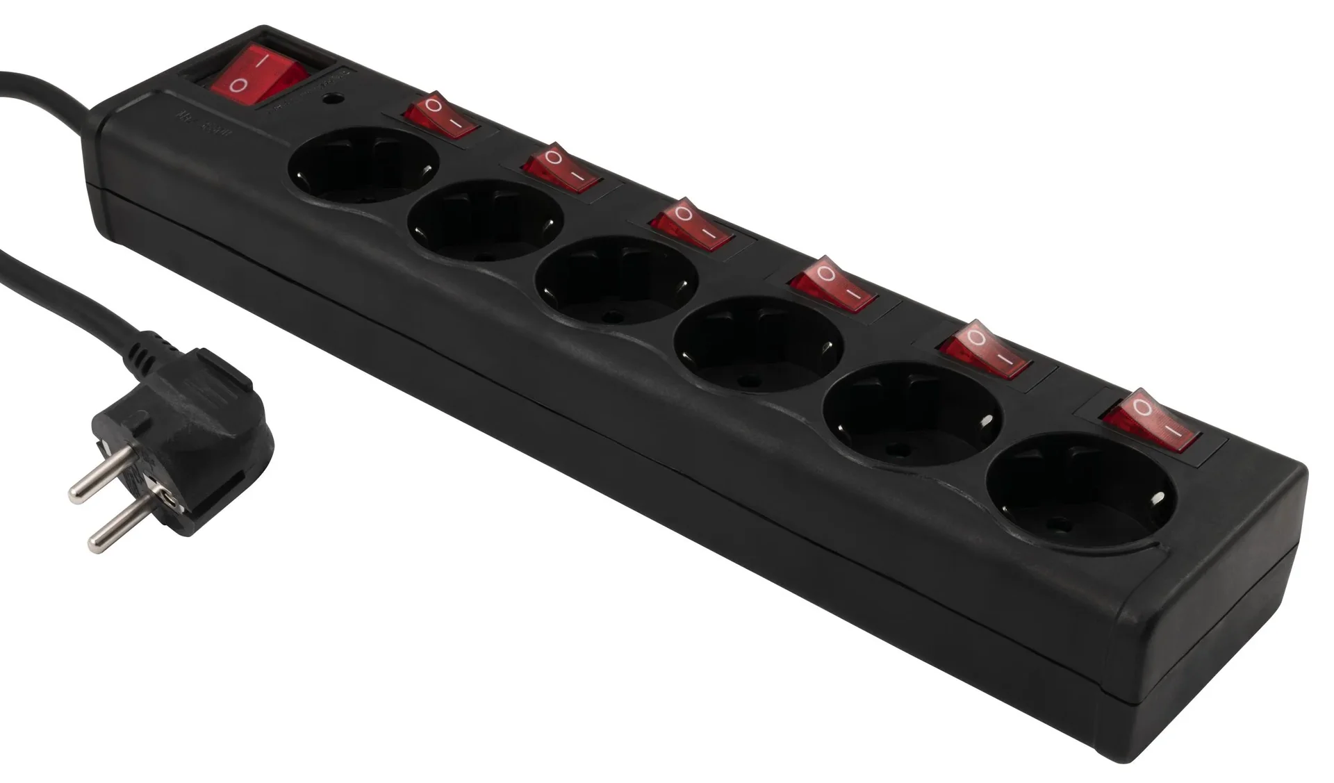 6fach schwarz Steckdosenleiste Überspannungsschutz - 0