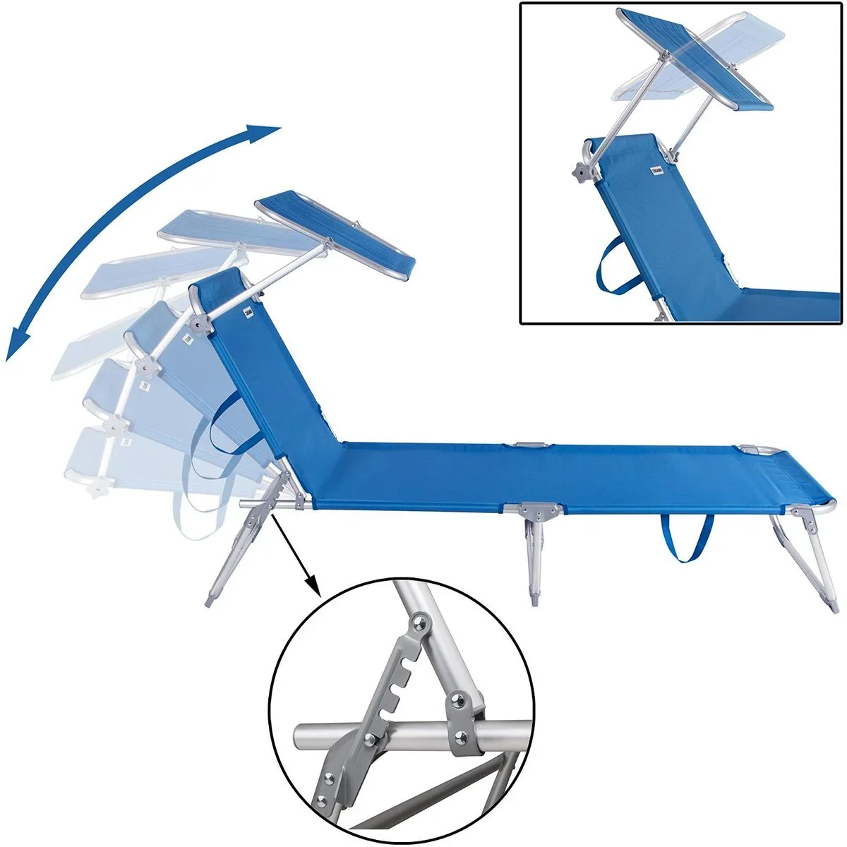 Ibiza Liege - 2er Set - Blau Aluminium - Inklusive Sonnenschirm - 1