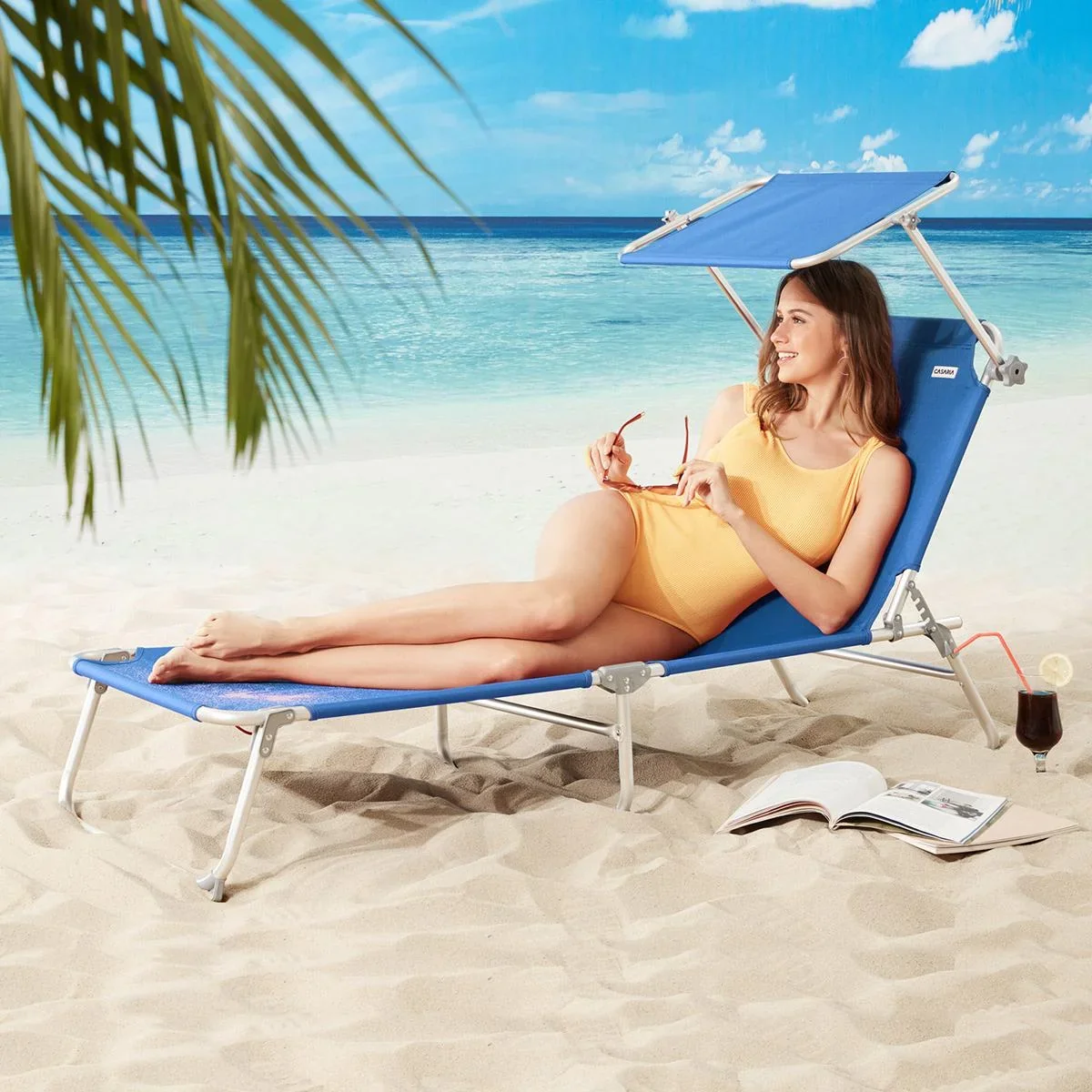 Ibiza Liege - 2er Set - Blau Aluminium - Inklusive Sonnenschirm - 5