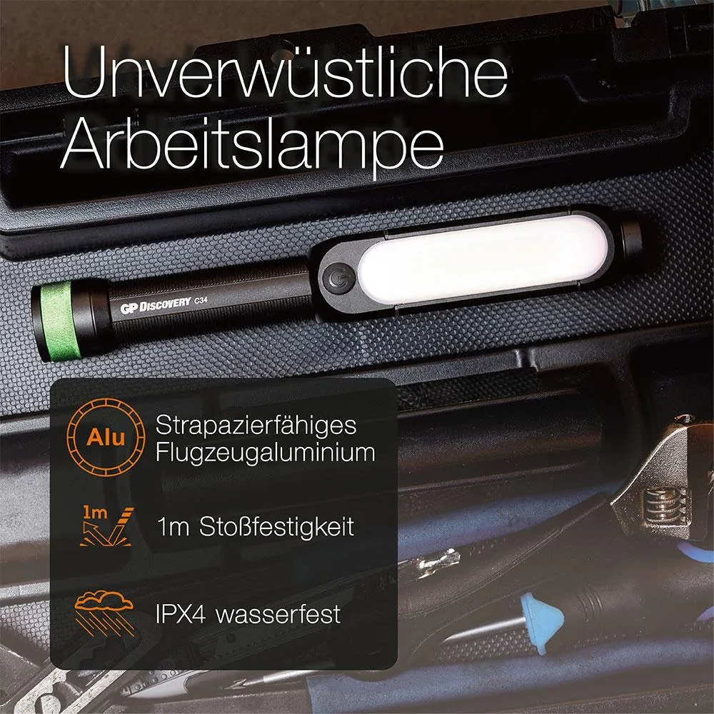 DISCOVERY Clip Arbeitsleuchte mit seitlicher COB Lichtleiste, Magnetbefestigung, 4 Leuchtmodi 550 Lumen, IPX4 - 4