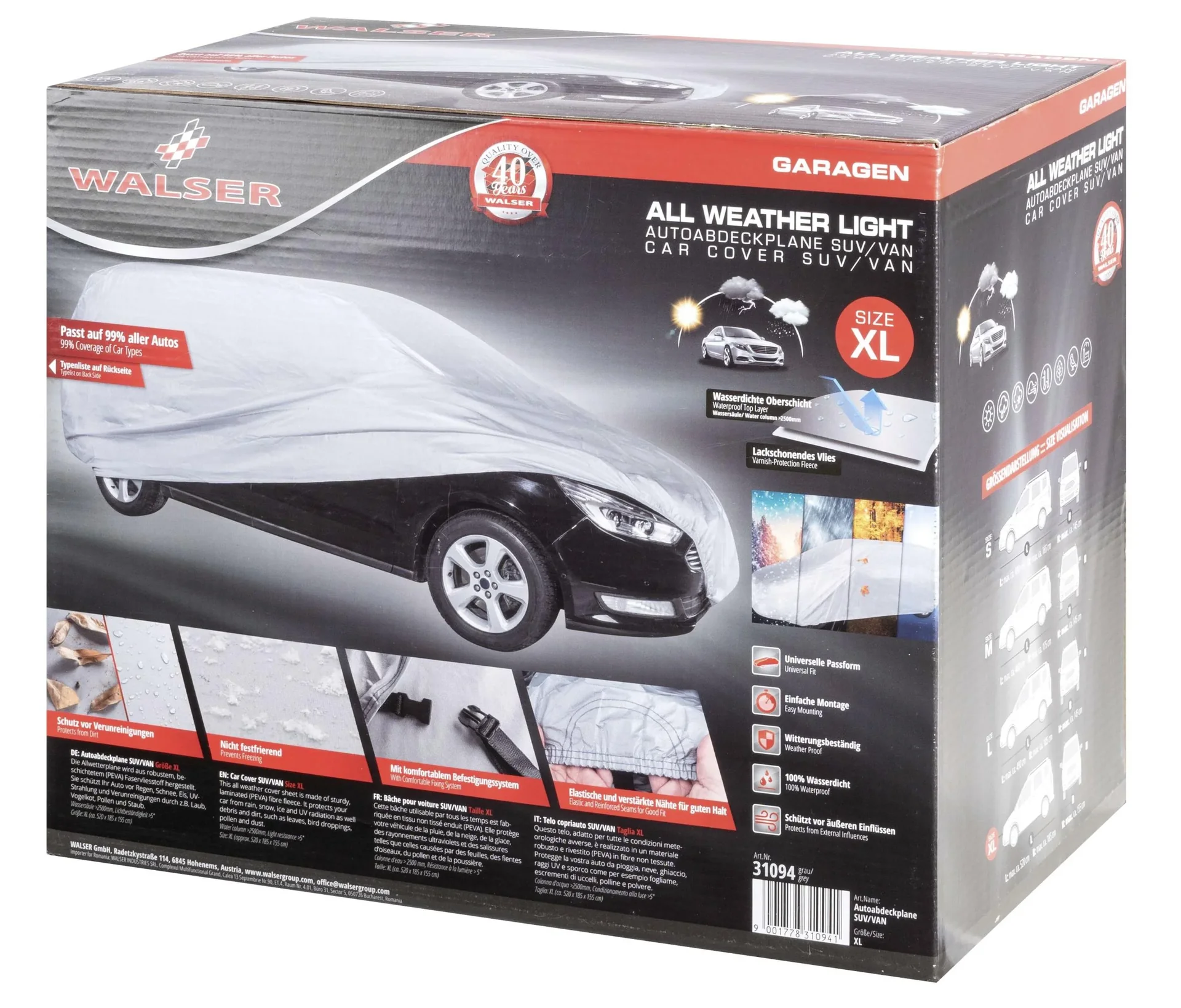 All Weather light SUV - Größe L - 520 x 185 x 155 cm - PEVA -grau - 4