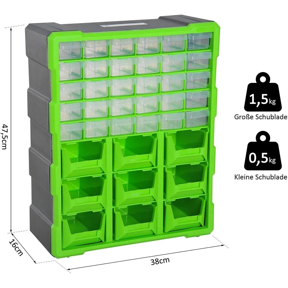 Sortimentskasten Kleinteilemagazin 39 Schubfächer Grün - 4