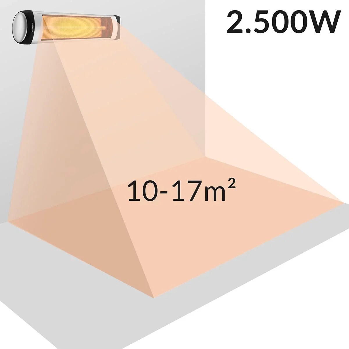 TRESKO Infrarot-Heizung 2500W Silber mit Fernbedienung - 1