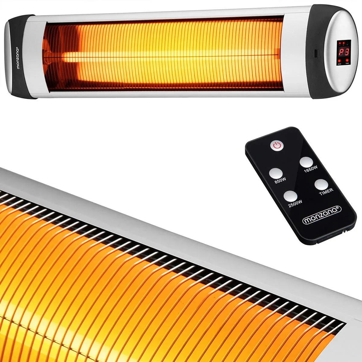 TRESKO Infrarot-Heizung 2500W Silber mit Fernbedienung - 3