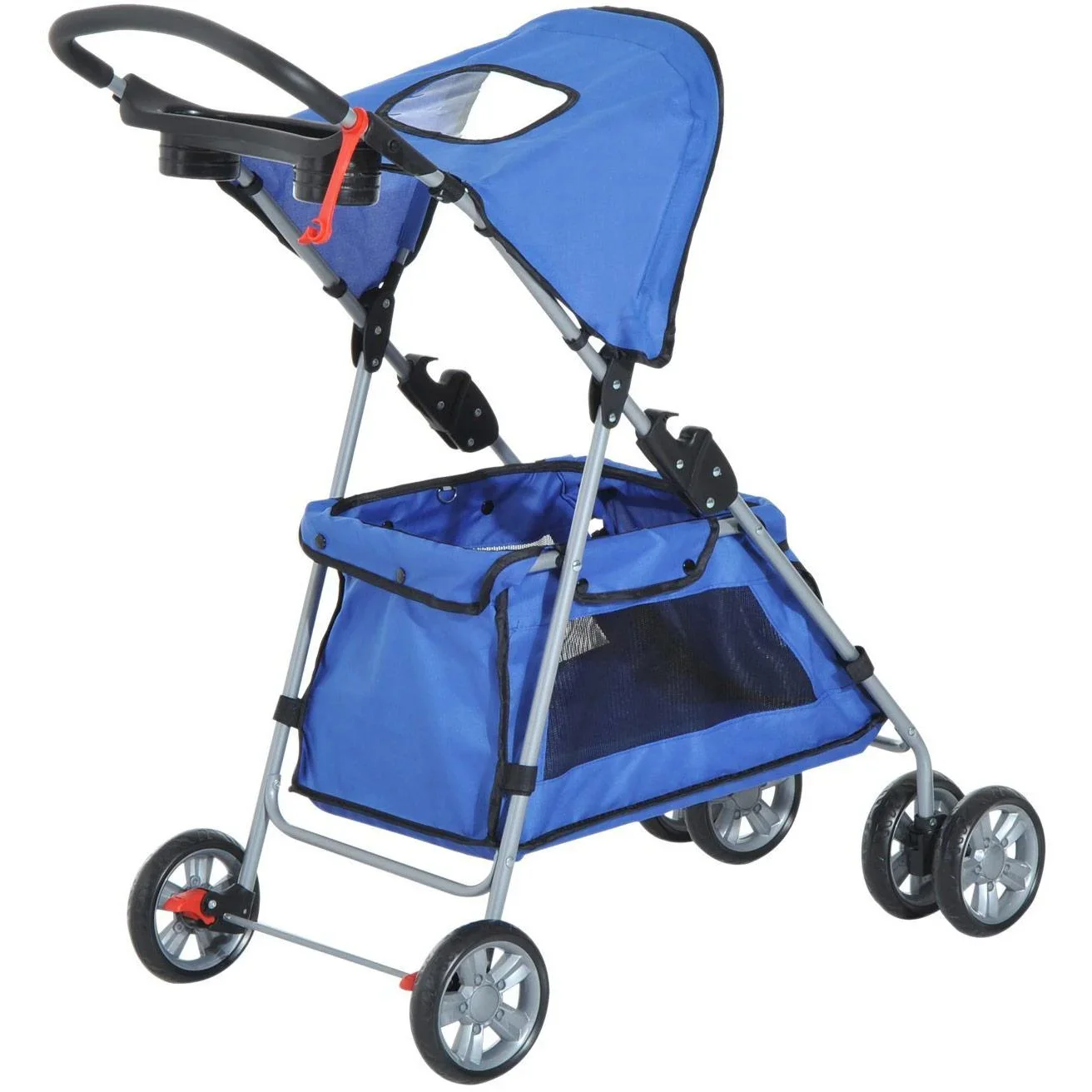 Hundebuggy Hundewagen mit Sonnendach Stahl Blau - 4
