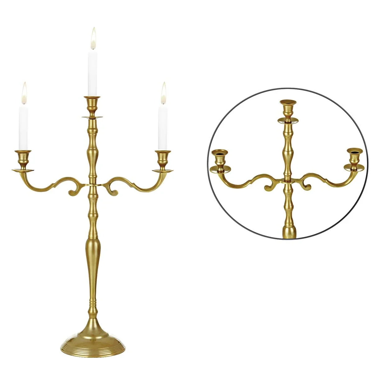 Kerzenleuchter gold glänzend aus Aluminium 60cm 5-armig - 1