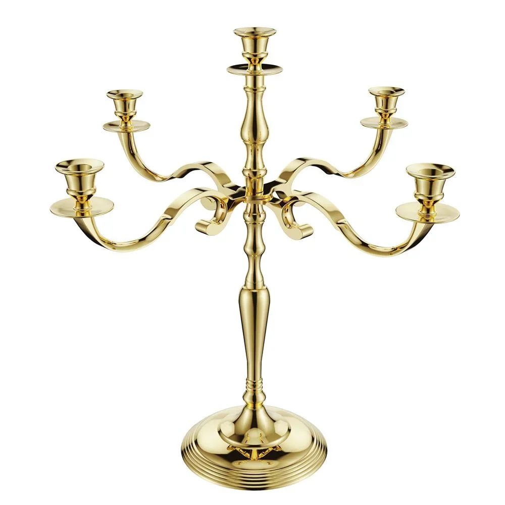 Kerzenleuchter gold glänzend aus Aluminium 60cm 5-armig - 7