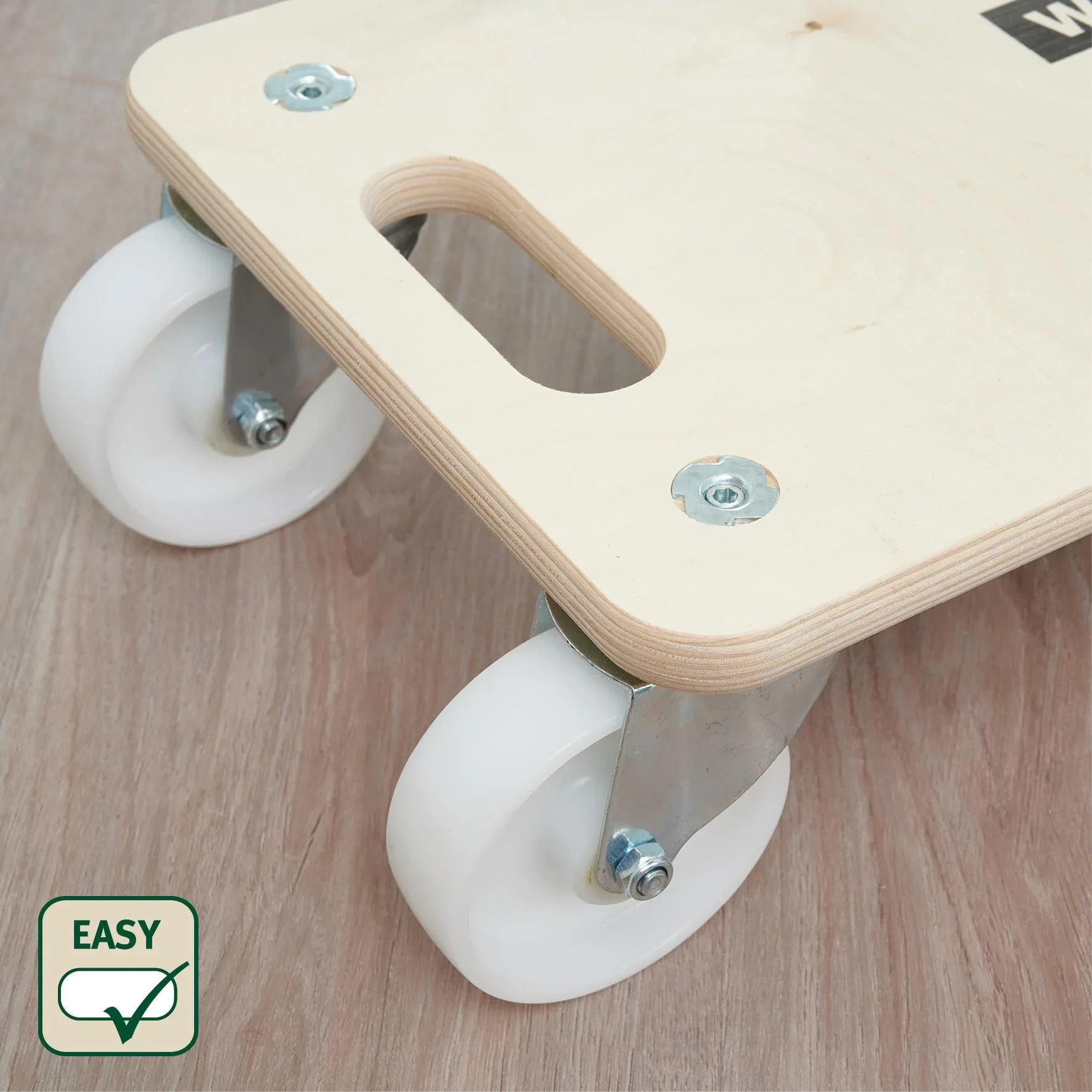 Transporthilfe MM 1326, 59 x 29 x 13,5 cm, harte Rollen Ø 100 mm, Rollenlager, Multiplex Birke FSC®, Tragkraft 400 kg - 0