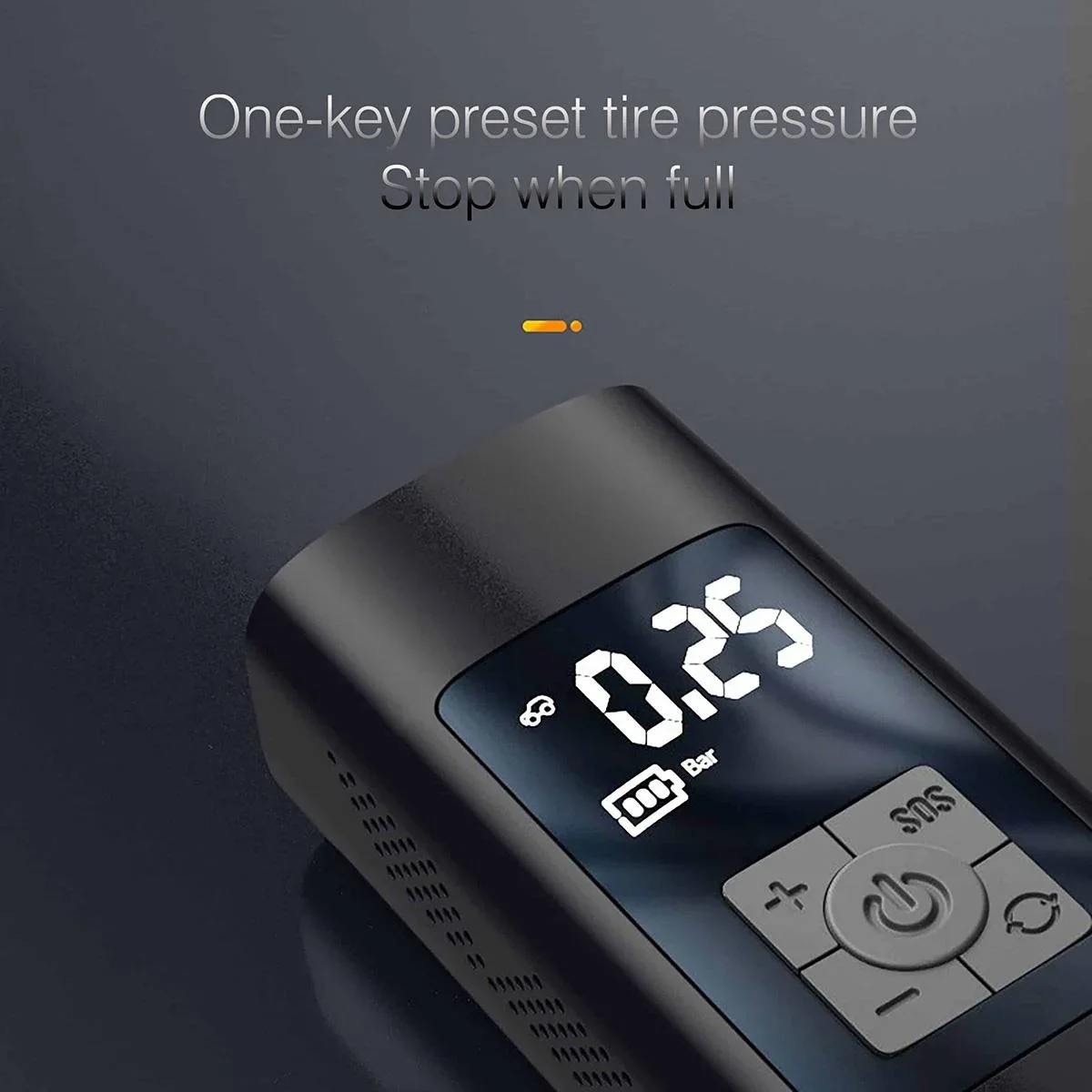 Pure4u CAR2 Tragbarer Kompressor - Elektrische Reifenpumpe - USB Wiederaufladbar - LED - Powerbank - 1