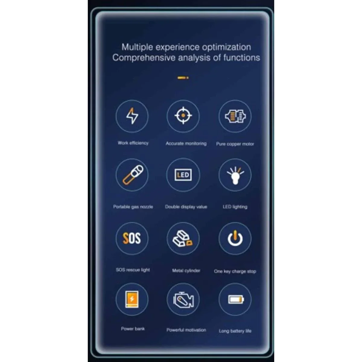 Pure4u CAR2 Tragbarer Kompressor - Elektrische Reifenpumpe - USB Wiederaufladbar - LED - Powerbank - 3