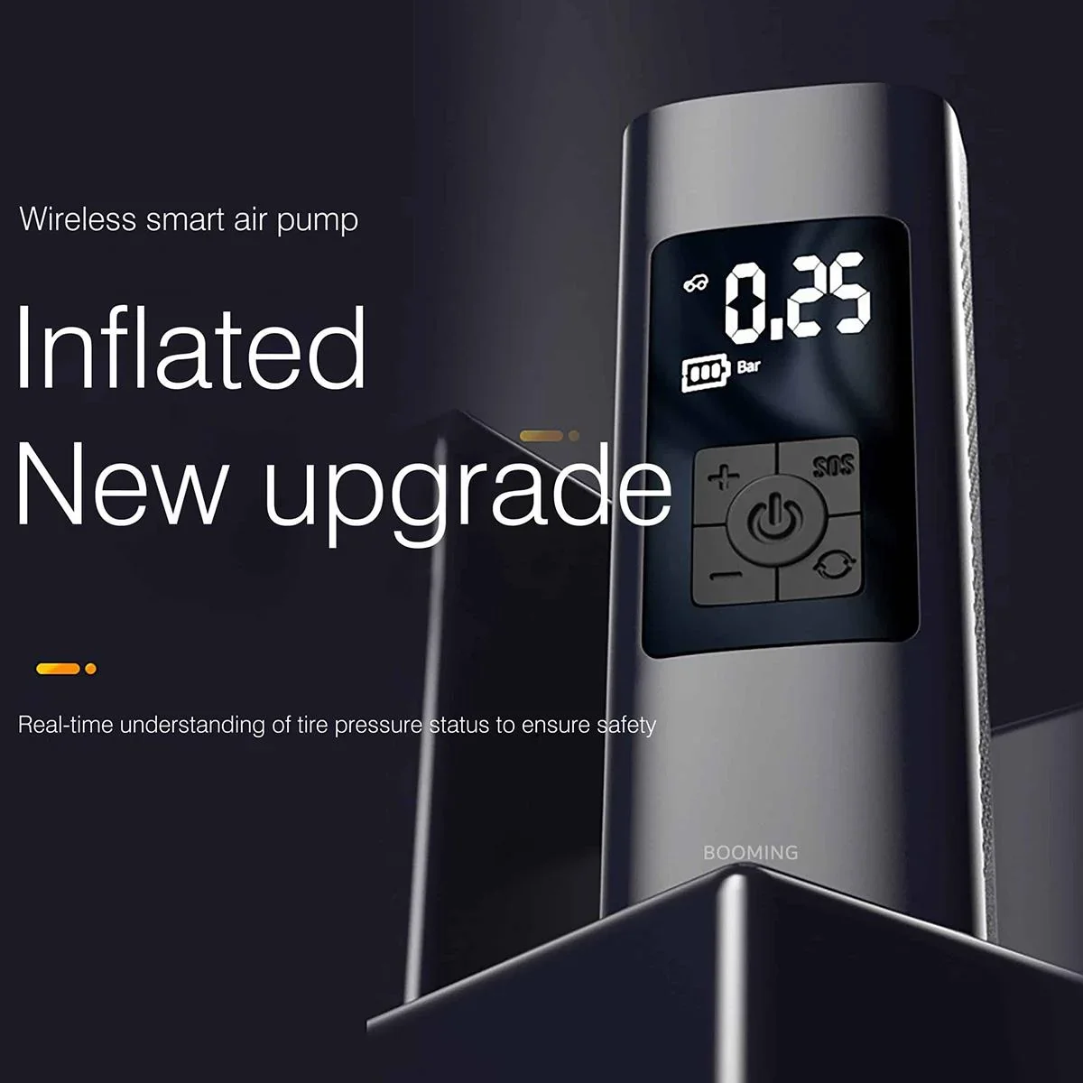 Pure4u CAR2 Tragbarer Kompressor - Elektrische Reifenpumpe - USB Wiederaufladbar - LED - Powerbank - 4