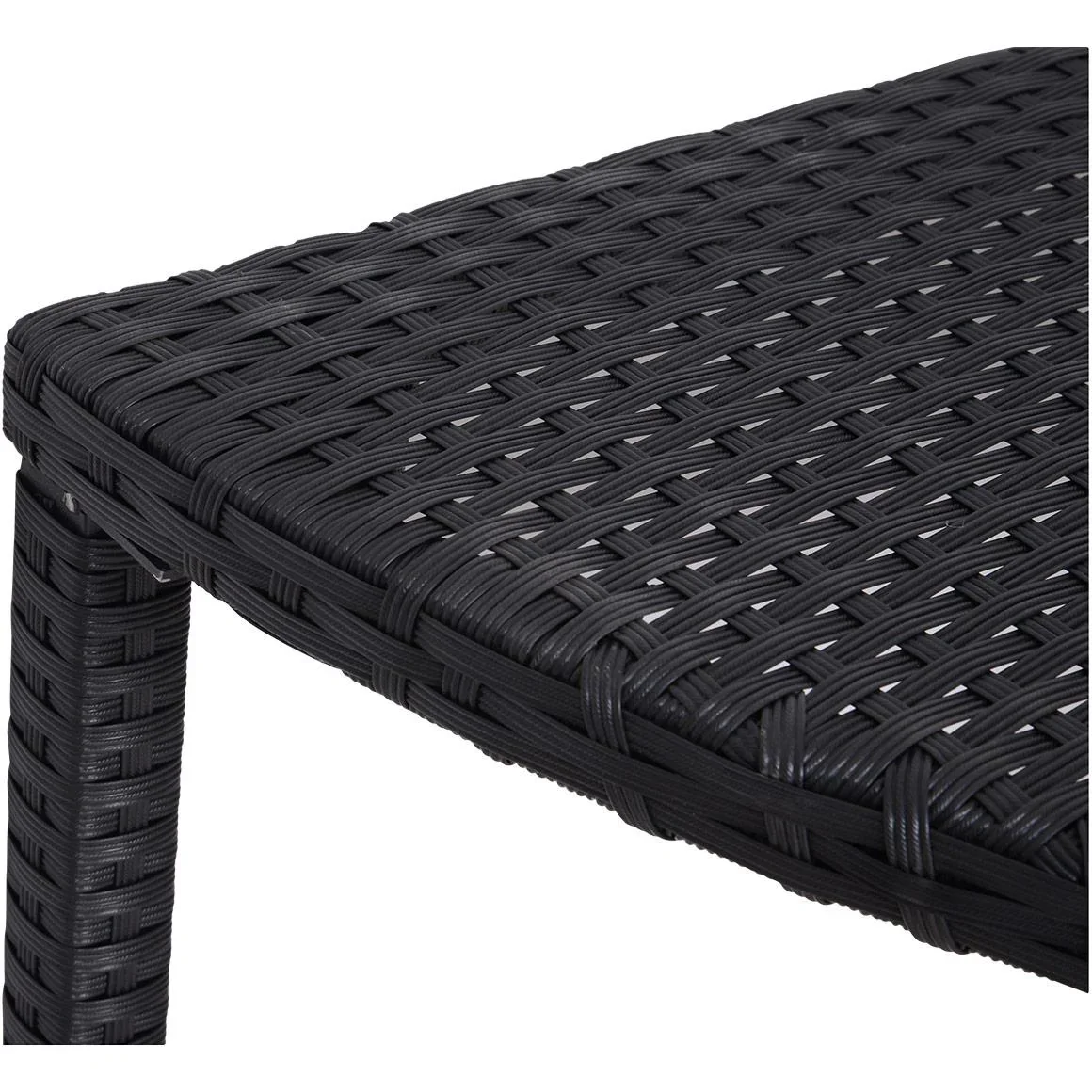 Rattan Balkontisch halbrund schwarz - 0