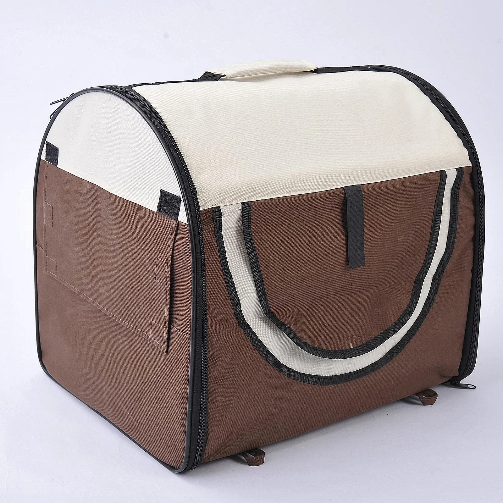 Hundetransportbox faltbar 61x46x51 cm kaffeebraun-creme - 3