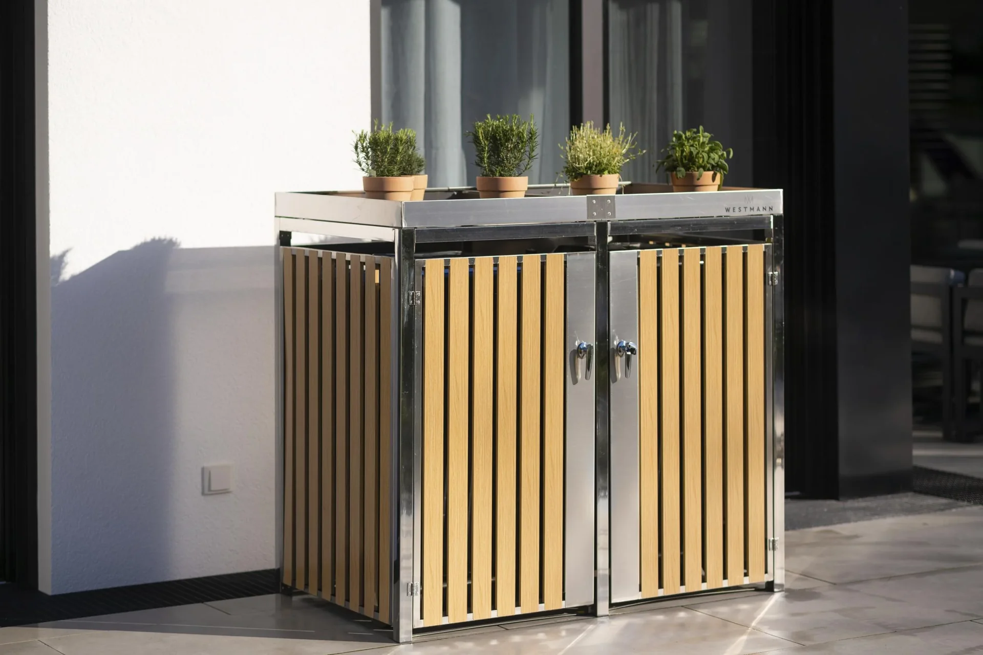 Mülltonnenbox 2-fach 240 Liter Edelstahl - 2