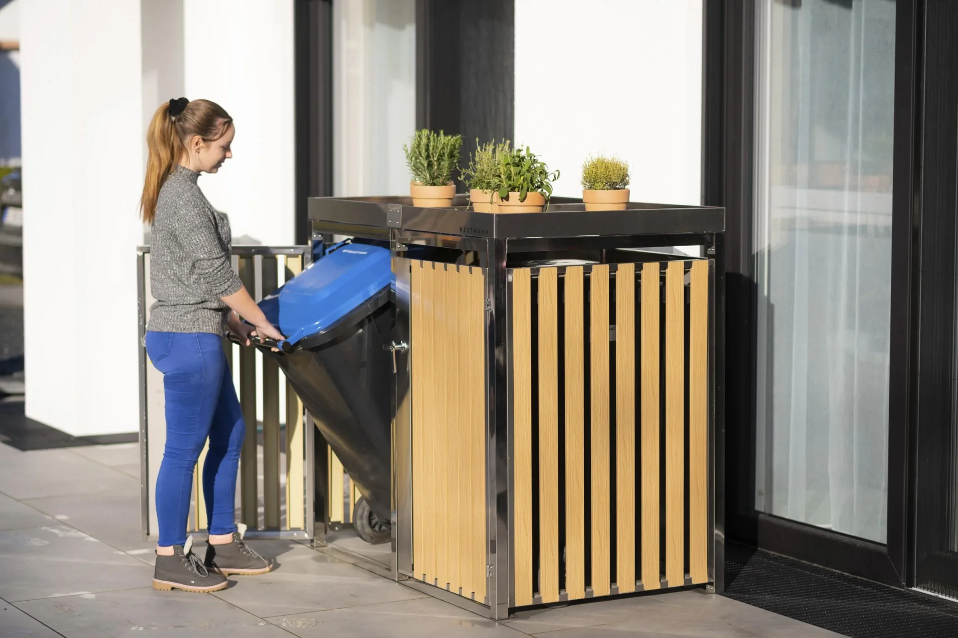 Mülltonnenbox 2-fach 240 Liter Edelstahl - 5