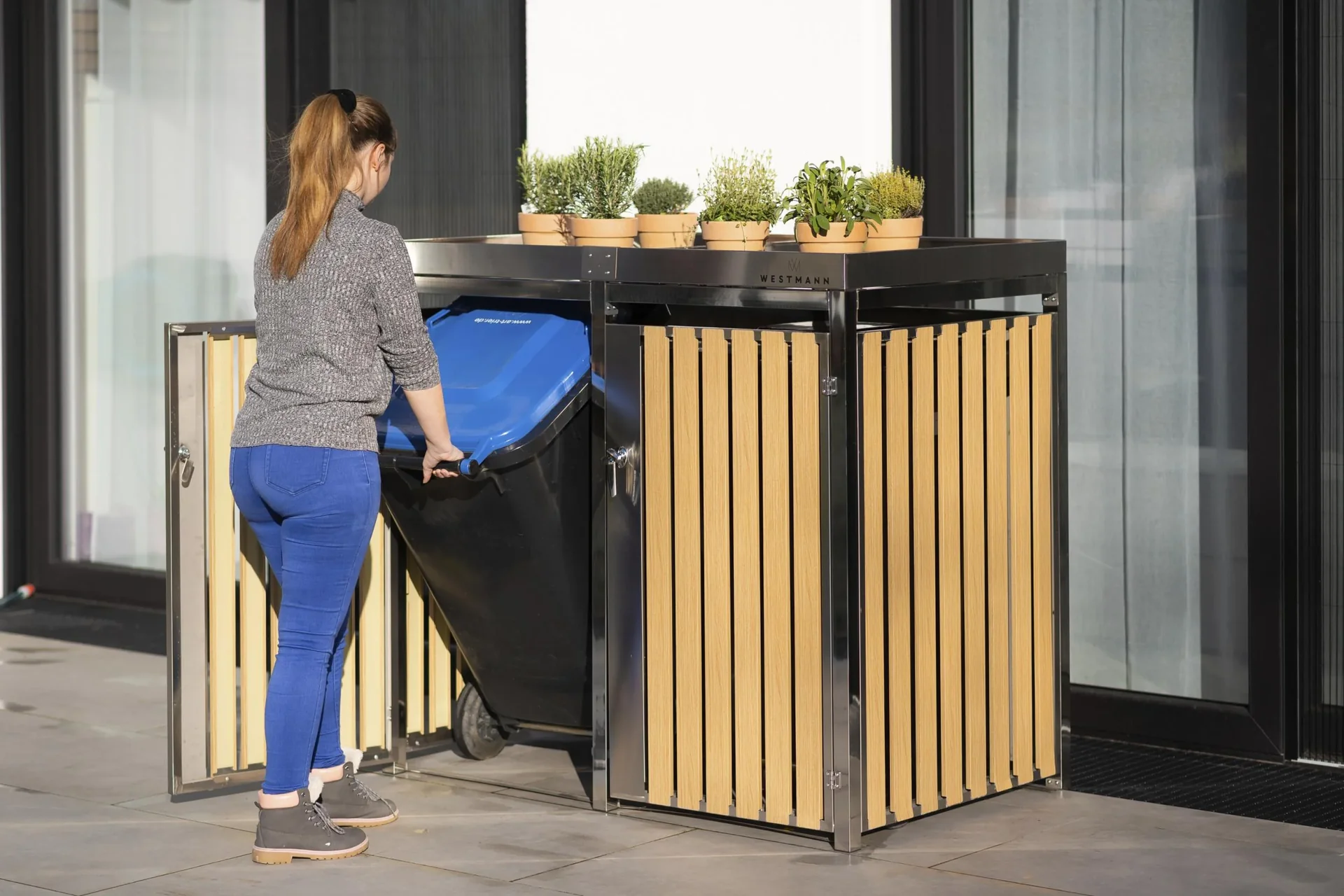 Mülltonnenbox 2-fach 240 Liter Edelstahl - 6