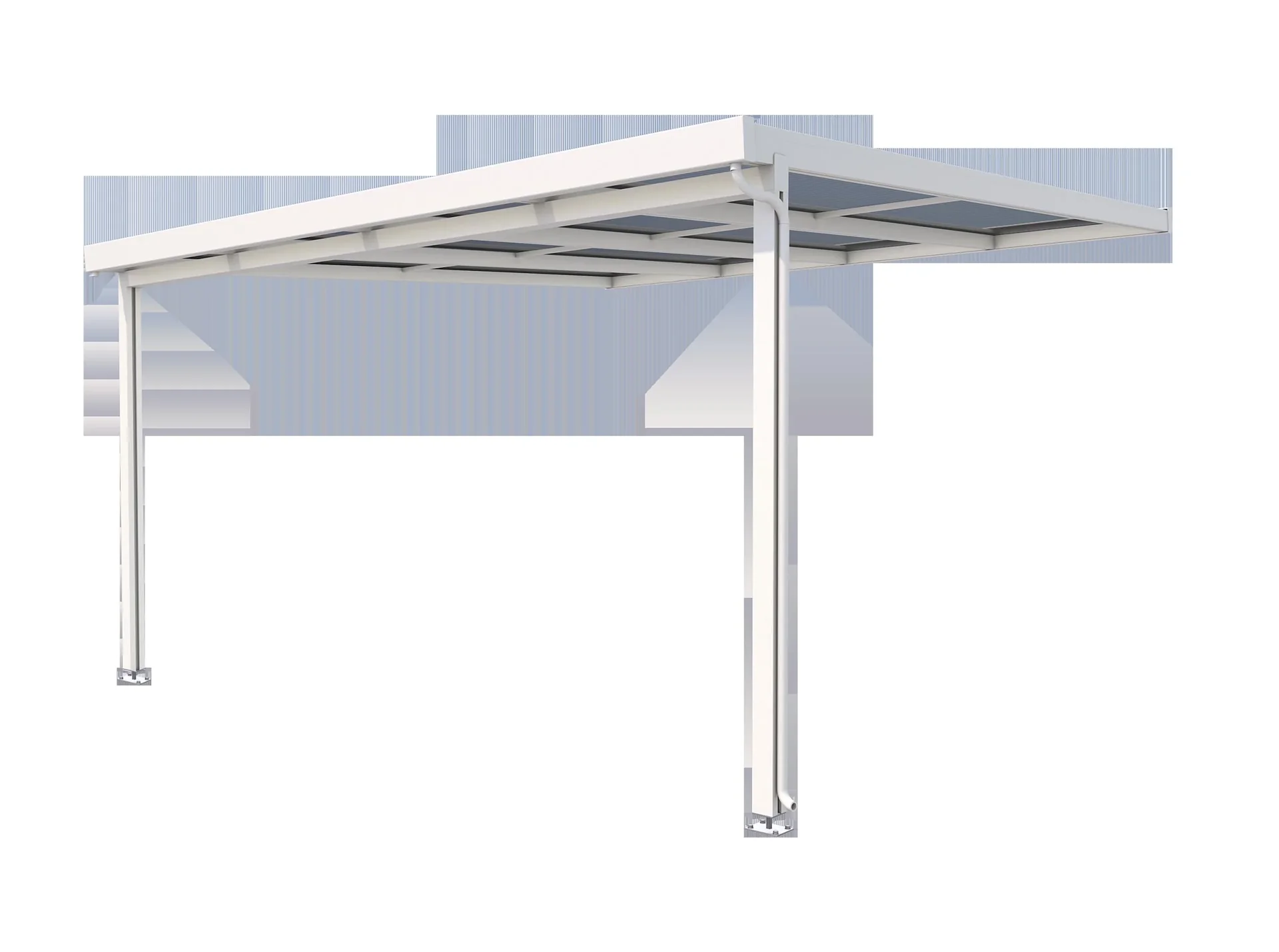 Terrassendach Premium, weiß, 4102 x 4060 mm - Polycarbonat Stegplatten 16 mm, klar - 1