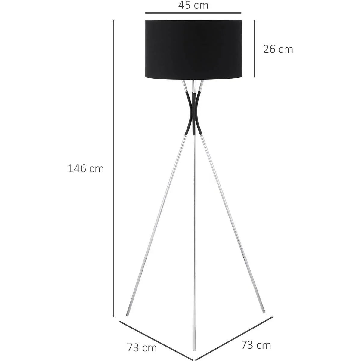 Stehlampe Wohnzimmer Tripod Stehleuchte 40W moderne Standleuchte mit E27 Fassung Stoffschirm Metallfuß für Schlafzimmer - 1