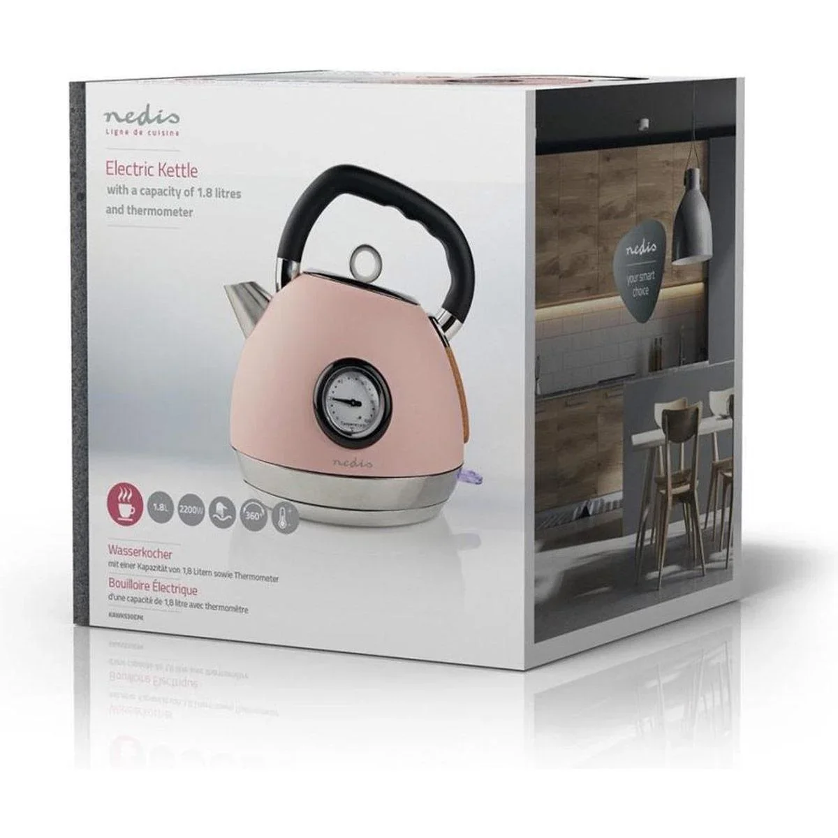 Nedis Wasserkocher - 1,8L - 2200W - Soft-Touch - Rosa - 0