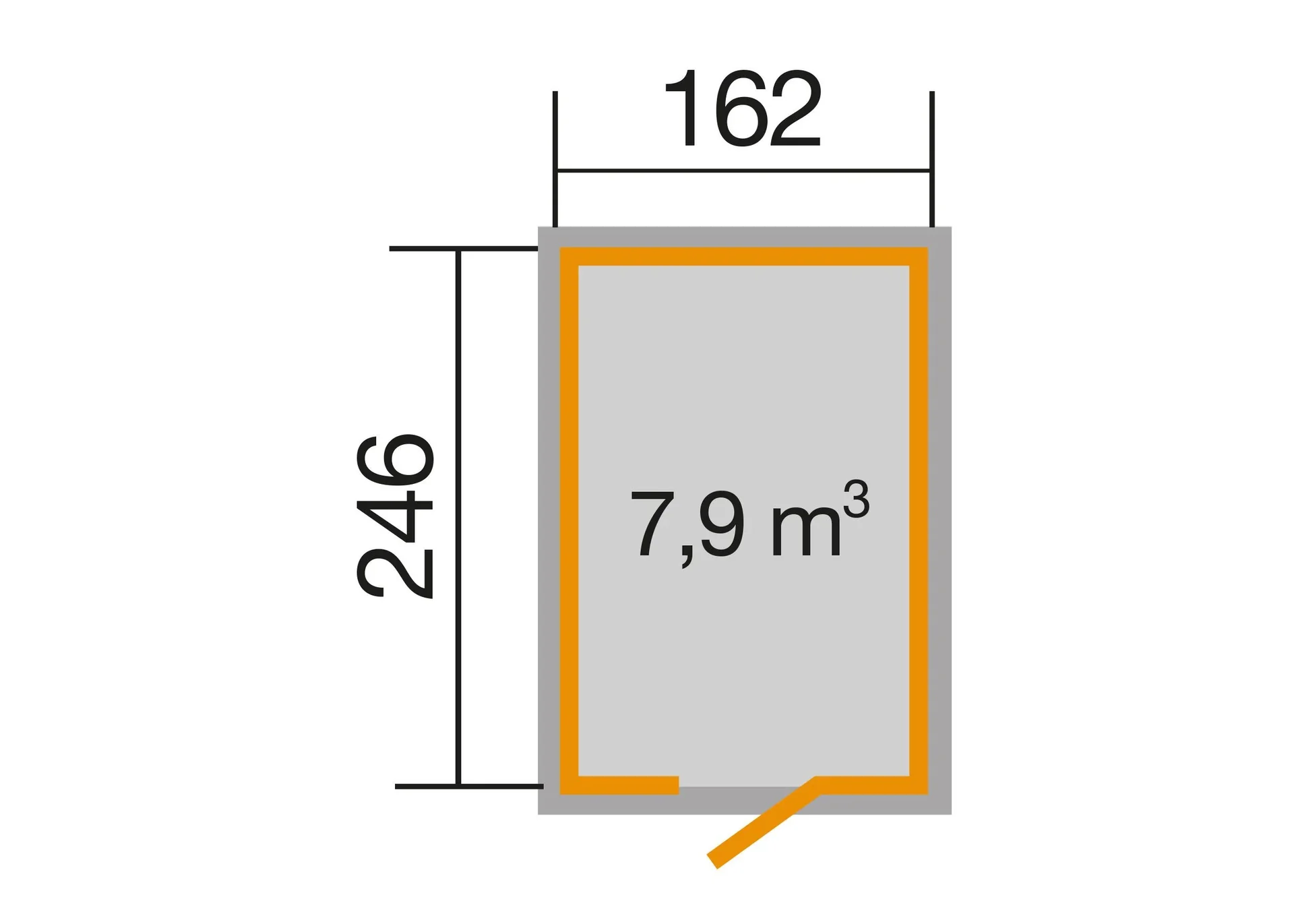 Schwedenhaus Gr. 2, L x B x H 200 x 286 x 220 cm, sägerauh, anthrazit mit Einzeltür und Fenster - 0