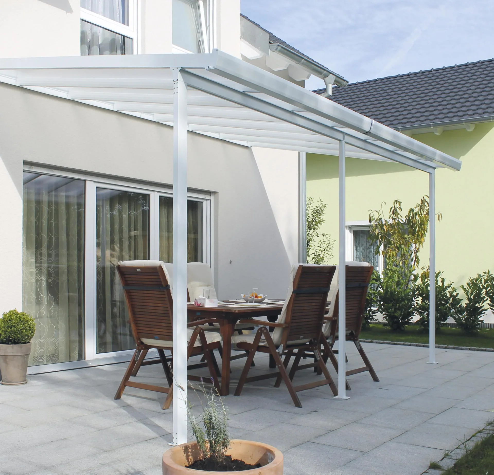Terrassendach Bausatz, Farbe weiß, 4260 x 4060 mm - 1