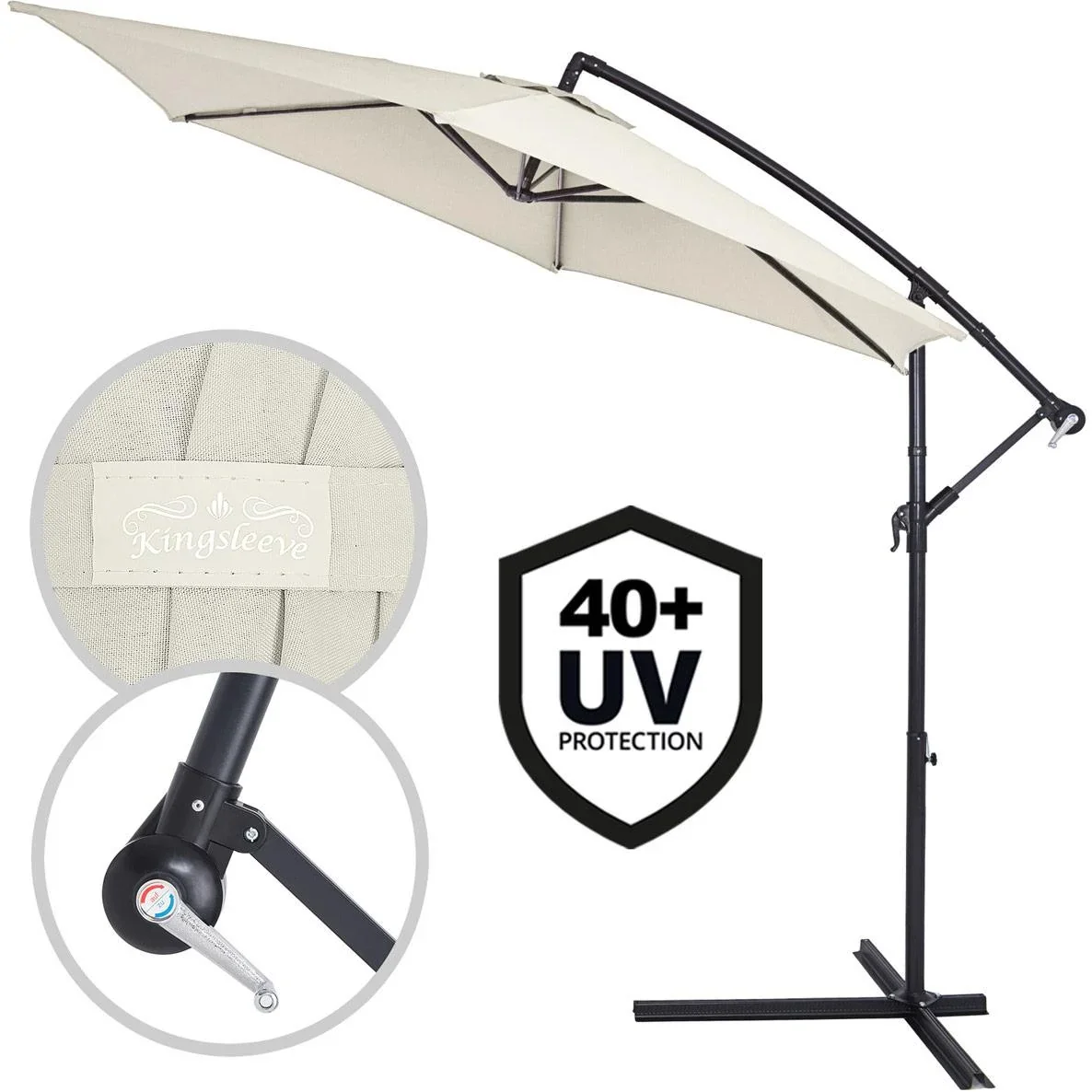 Sonnenschirm Aluminium Ø 300cm Creme mit UV-Schutz 40+ - 5