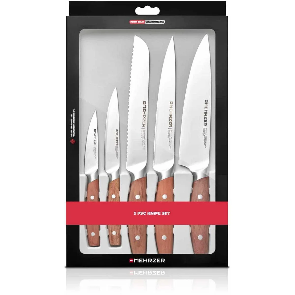 Mehrzer - 5-tlg. Messerset - Bubingaholz - Deutscher Qualitätsstahl - 0
