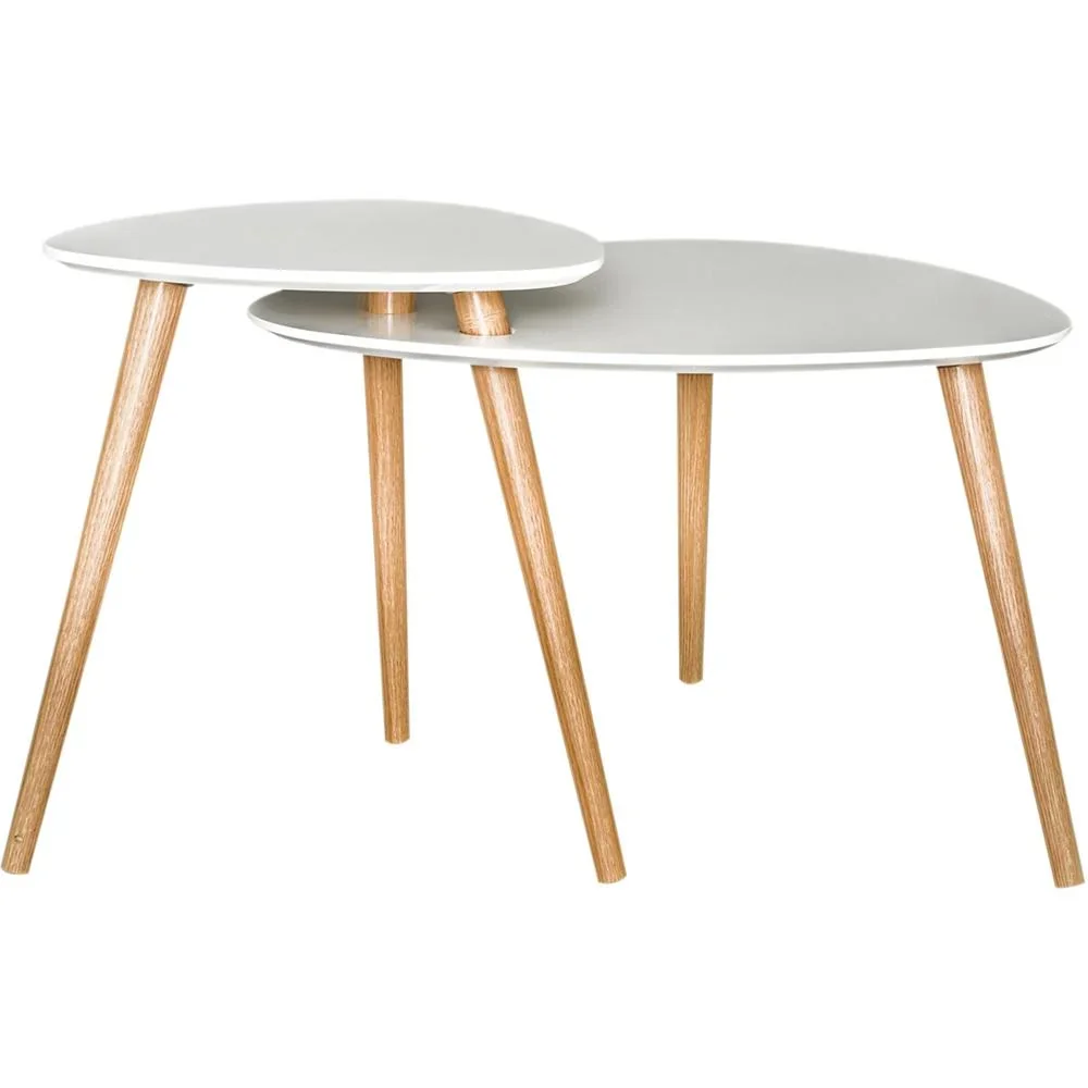 Couchtisch Beistelltisch Sofatisch Telefontisch Kaffeetisch Holz Weiß + Natur 75,5 x 59,5 x 45,5 cm - 0