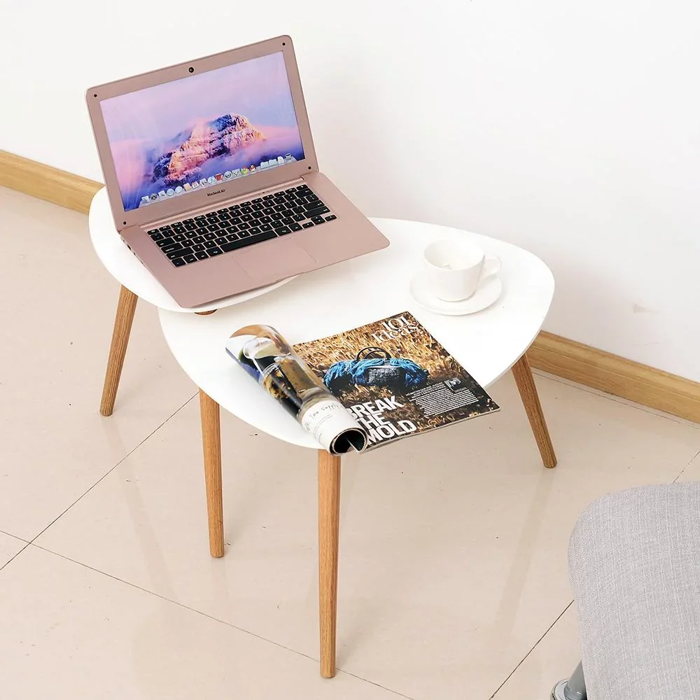 Couchtisch Beistelltisch Sofatisch Telefontisch Kaffeetisch Holz Weiß + Natur 75,5 x 59,5 x 45,5 cm - 1