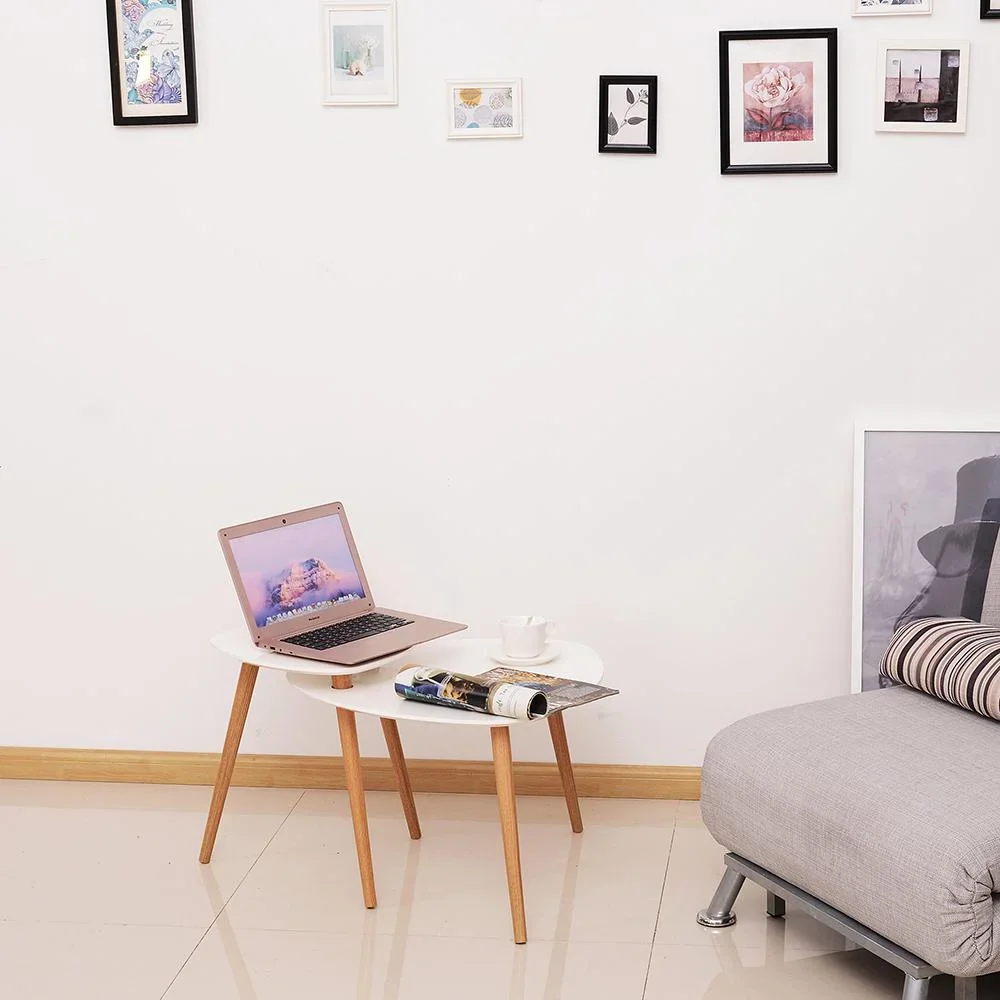 Couchtisch Beistelltisch Sofatisch Telefontisch Kaffeetisch Holz Weiß + Natur 75,5 x 59,5 x 45,5 cm - 3