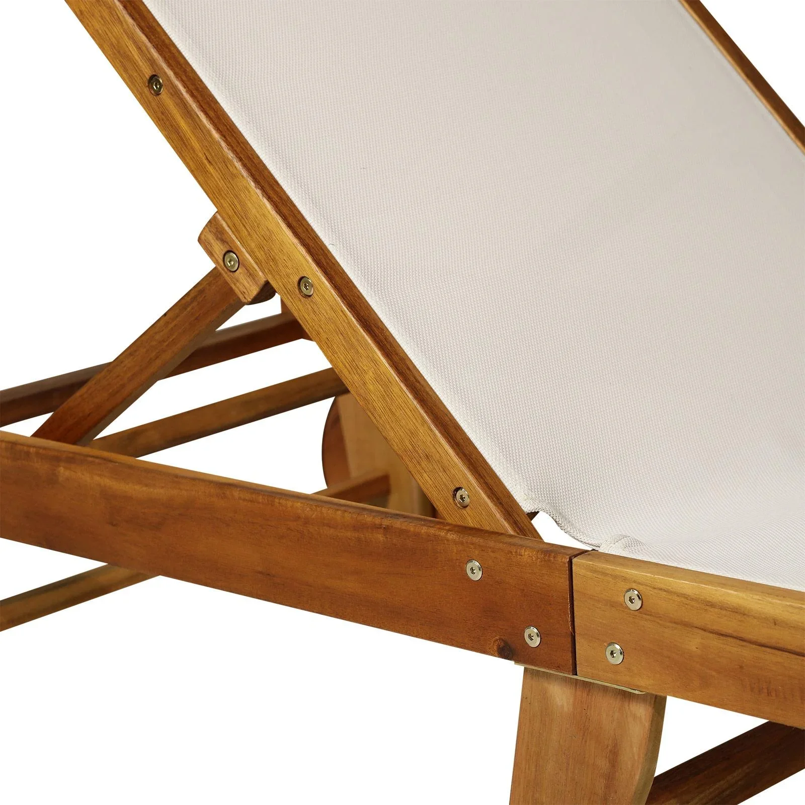 Sonnenliege Relaxliege Gartenliege verstellbar Akazienholz Textil Natur 198 x 60 x H87/80/69/45 cm - 0