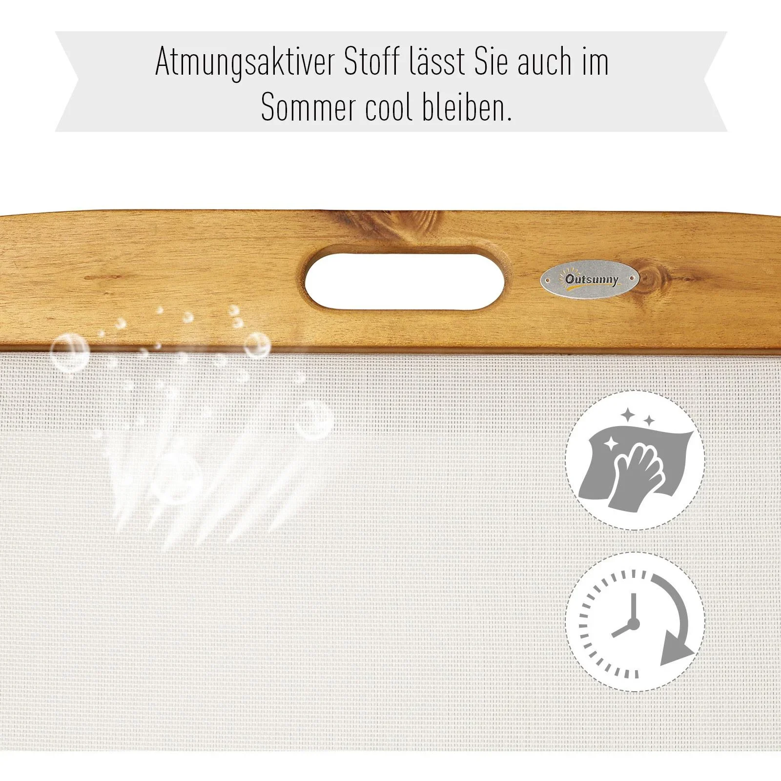 Sonnenliege Relaxliege Gartenliege verstellbar Akazienholz Textil Natur 198 x 60 x H87/80/69/45 cm - 2