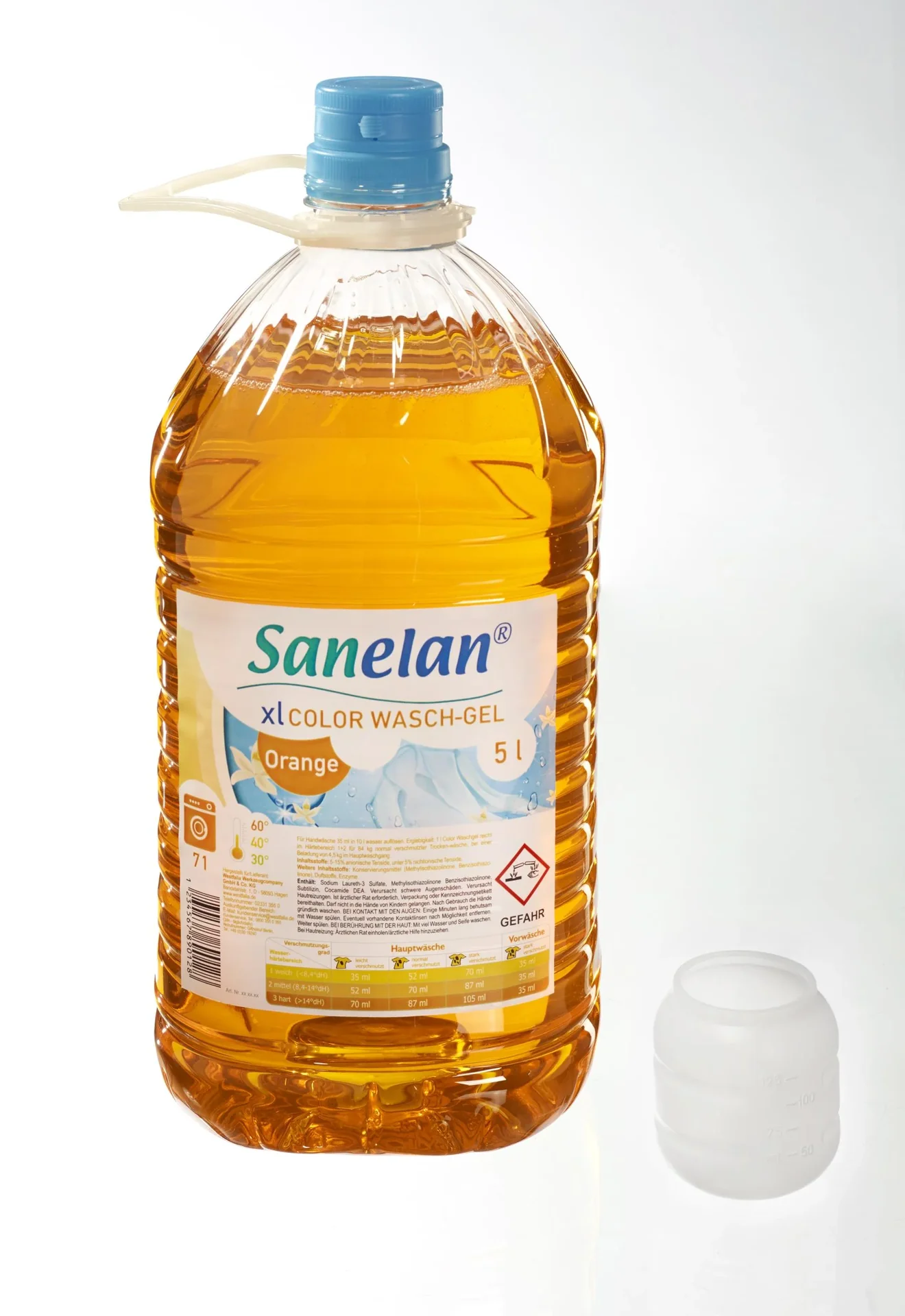 Waschgel Orange, 5 l inklusive Dosierbecher und Auslaufhahn - 0