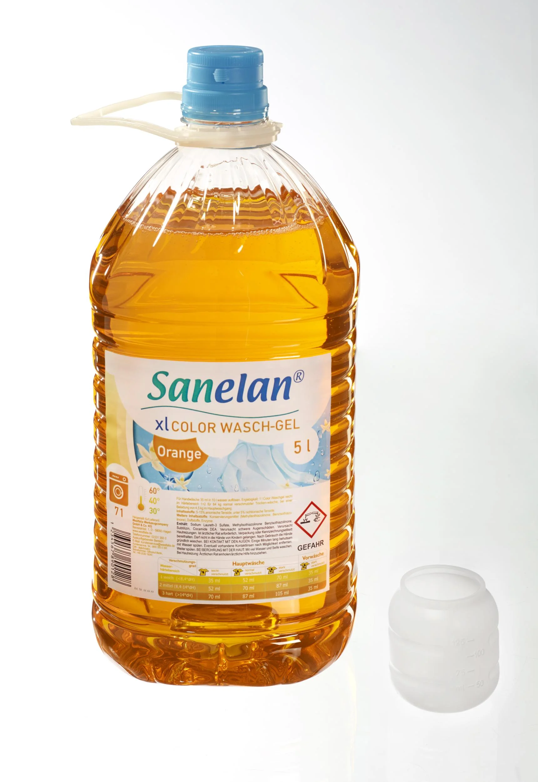 Waschgel Orange, 5 l inklusive Dosierbecher und Auslaufhahn - 0