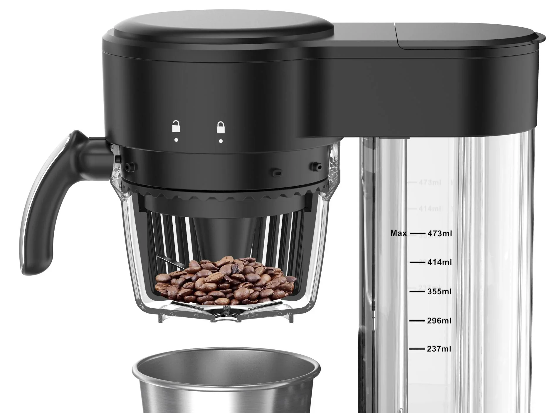 Kaffeemaschine mit Mahlwerk und Edelstahl-Trinkbecher - 2