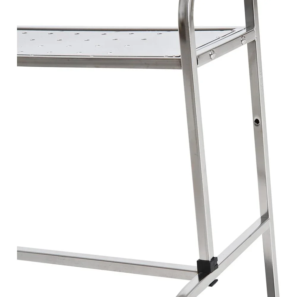 Küchenregal Standregal Wandregale 2 Ablagen mit 6 Haken Multifunktions Edelstahl Silber L50 x B22 x H42cm - 0