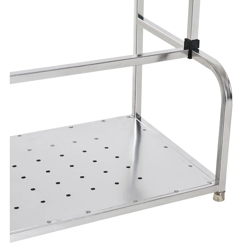 Küchenregal Standregal Wandregale 2 Ablagen mit 6 Haken Multifunktions Edelstahl Silber L50 x B22 x H42cm - 2