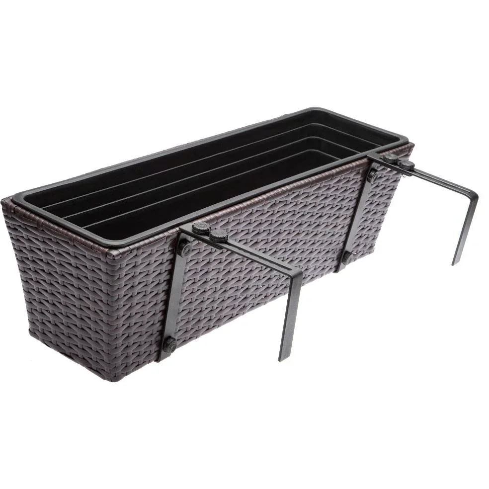 Polyrattan Pflanzgefäß - 2er Set - Braun - 1